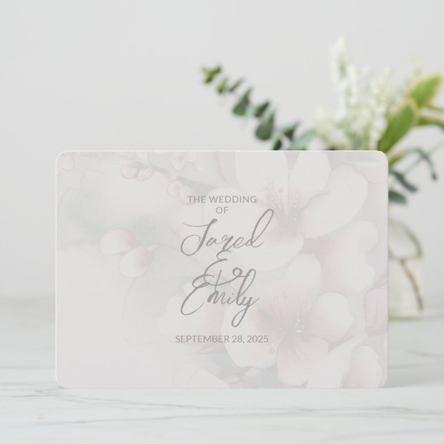 Invitación a matrimonio con código QR de cerezo Bl (Anverso de pie)