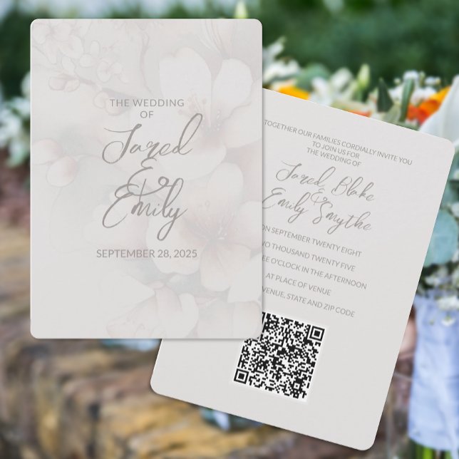 Invitación a matrimonio con código QR de cerezo Bl (Subido por el creador)