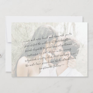 Invitación a matrimonio con guión de foto de parej