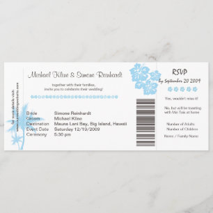 Invitación a matrimonio con tarjeta de embarque y