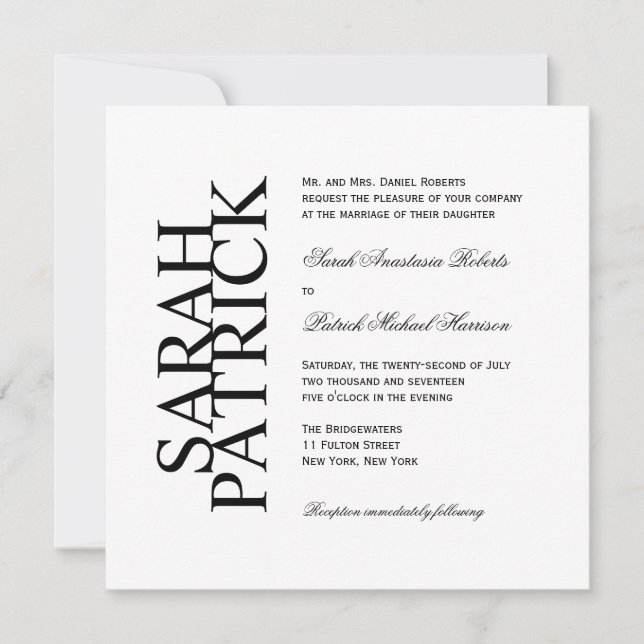 Invitación a matrimonio CONTEMPORÁNEO (Anverso)