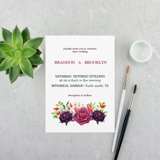 Invitación a matrimonio de acuarela floral púrpura (Subido por el creador)
