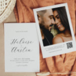 Invitación a matrimonio de B&W con código QR minim<br><div class="desc">Invitación a matrimonio de B&W con código QR minimalista. Una invitación minimalista a la boda con código QR,  la manera perfecta de decirle a sus invitados dónde ir a RSVP. El estilo clásico blanco y negro se ve muy bien con los colores bodas o con cualquier combinación de colores.</div>