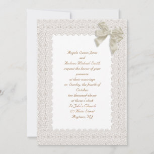 Invitación a matrimonio de borde de encaje de crem