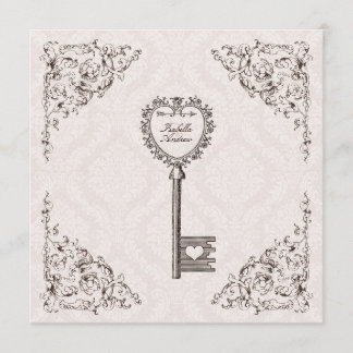 Invitación a matrimonio de clave de amor de época 