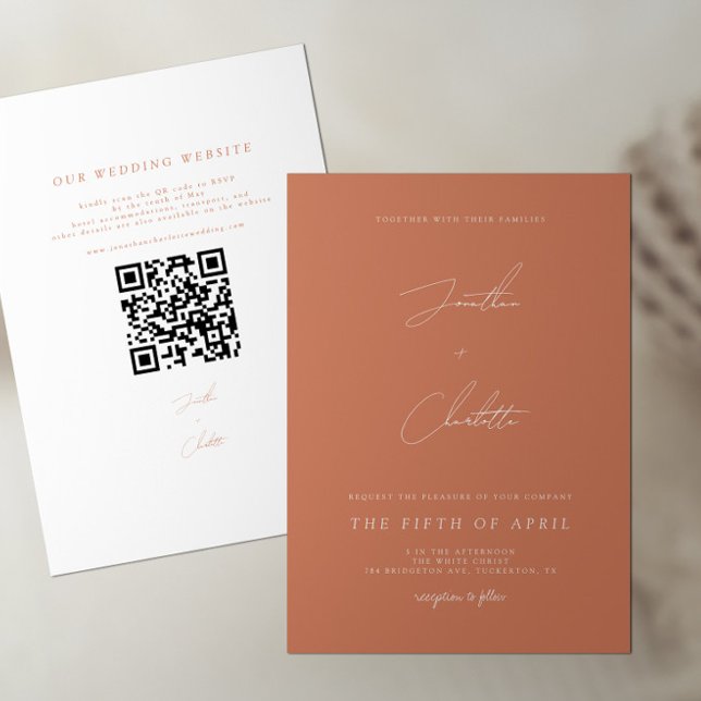 Invitación a matrimonio de código QR de Boho Terra (Subido por el creador)