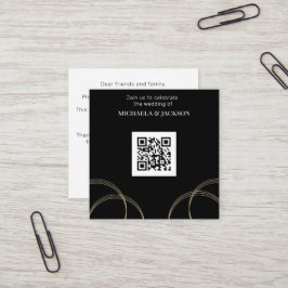 Invitación a matrimonio de código QR de oro negro 