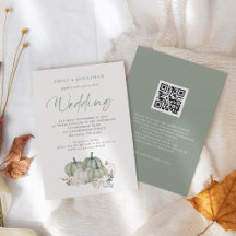 Invitación a matrimonio de código QR floral de cal