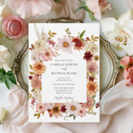 Invitación a matrimonio de código QR floral de oto