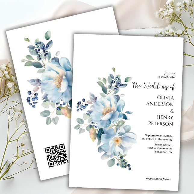 Invitación a matrimonio de código QR para flores a (Subido por el creador)
