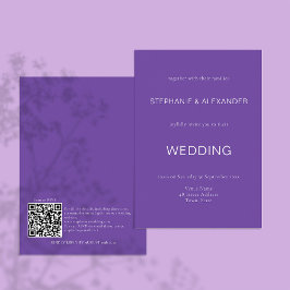 Invitación a matrimonio de código QR púrpura simpl