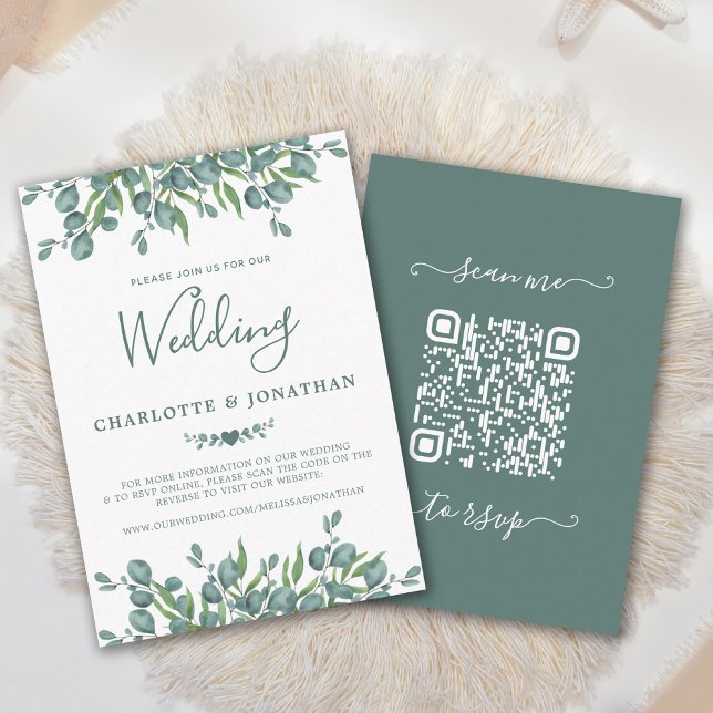 Invitación a matrimonio de código QR verde de euca (Subido por el creador)