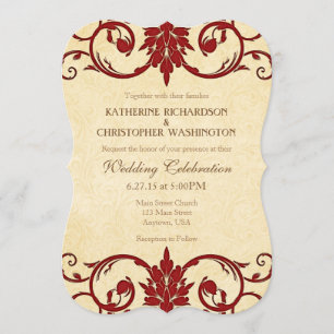 Invitación a matrimonio de cosecha vintage de Red
