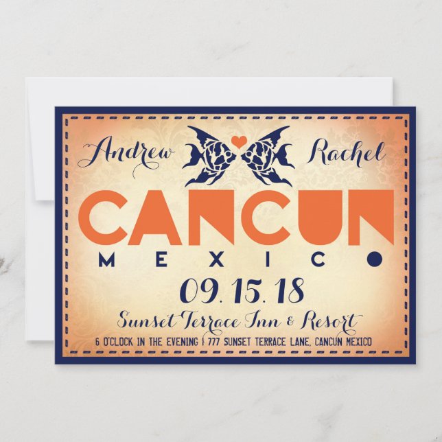 Invitación a matrimonio de destino CANCUN (Anverso)
