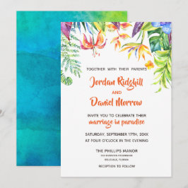 Invitación a matrimonio de destino de color de agu