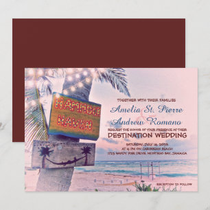Invitación a matrimonio de destino de la playa de