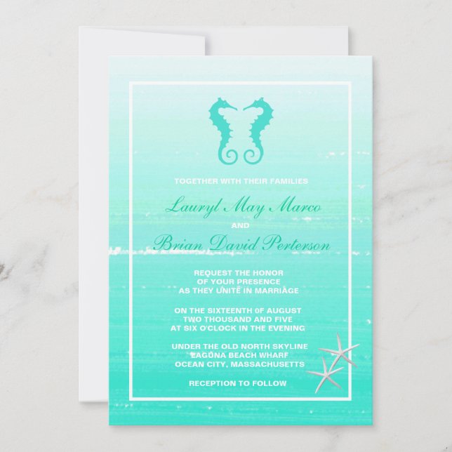 Invitación a matrimonio de destino náutico por amo (Anverso)