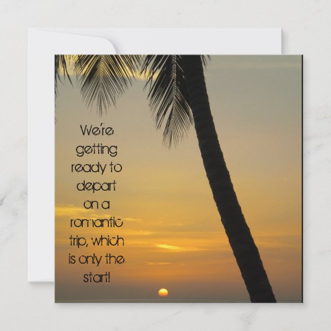 Invitación a matrimonio de destino tropical (Anverso)