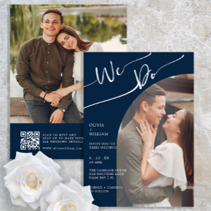 Invitación a matrimonio de dos fotos con código QR