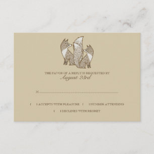 Invitación a matrimonio de dos zorros rsvp