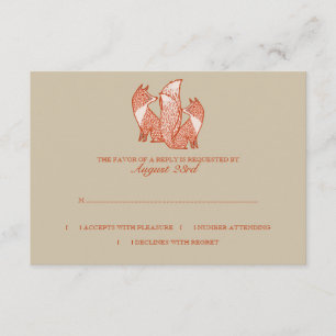 Invitación a matrimonio de dos zorros rsvp