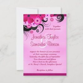 Invitación a matrimonio de floral de fucsia ligera