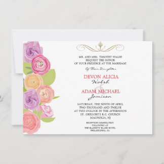 Invitación a matrimonio de flores abstractas en ca