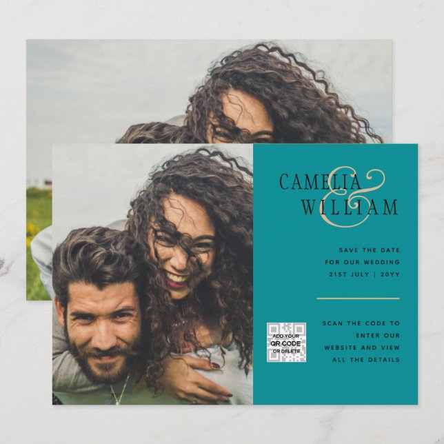 Invitación a matrimonio de fotografía de vidrio ma (Anverso / Reverso)