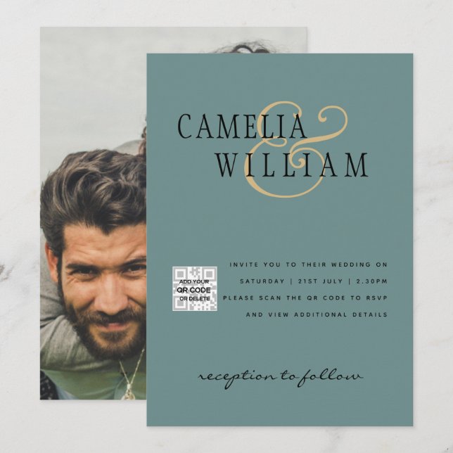 Invitación a matrimonio de fotografía de vidrio ma (Anverso / Reverso)