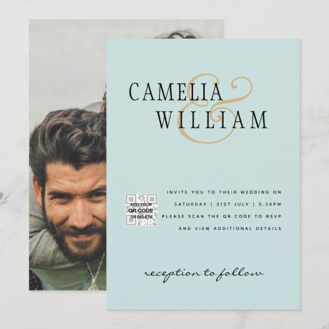 Invitación a matrimonio de fotografía de vidrio ma (Anverso / Reverso)