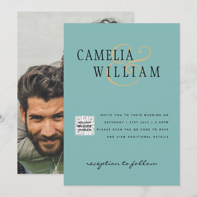 Invitación a matrimonio de fotografía de vidrio ma (Anverso / Reverso)