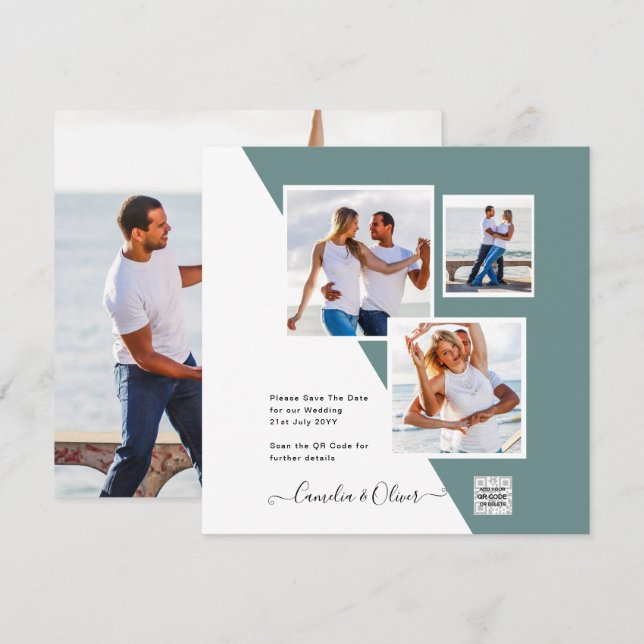 Invitación a matrimonio de fotografía de vidrio ma (Anverso / Reverso)