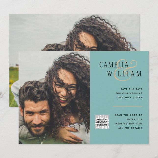 Invitación a matrimonio de fotografía de vidrio ma (Anverso / Reverso)