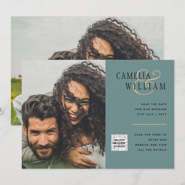 Invitación a matrimonio de fotografía de vidrio ma (Anverso / Reverso)