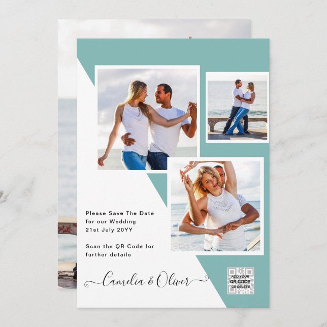 Invitación a matrimonio de fotografía de vidrio ma (Anverso / Reverso)