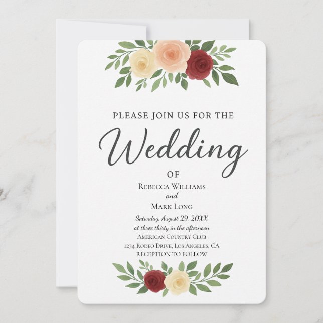 Invitación a matrimonio de fotografía simple super (Anverso)