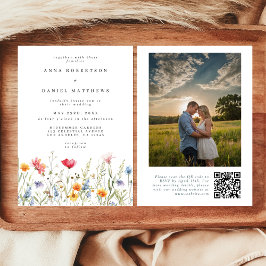Invitación a matrimonio de fotos de código QR flor