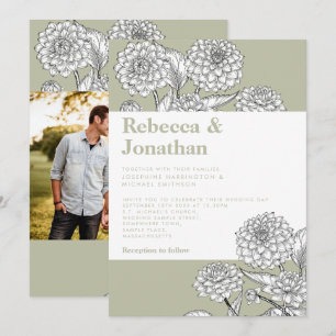 Invitación a matrimonio de fotos de flores verdes