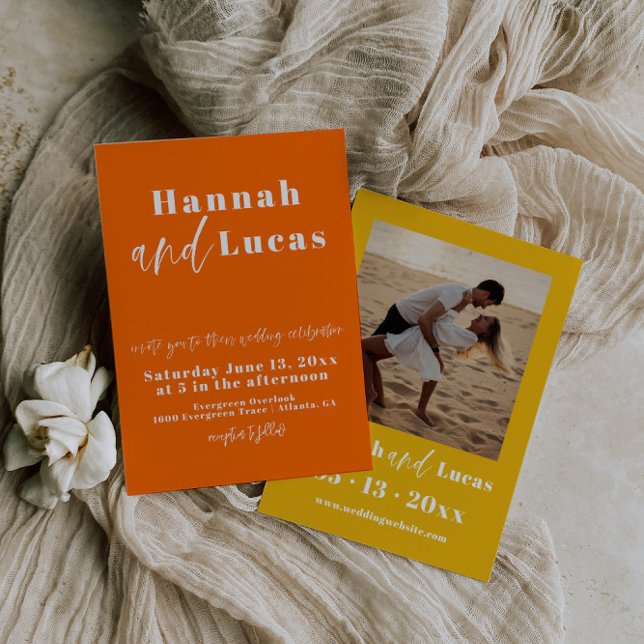 Invitación a matrimonio de fotos Naranja en negrit (Subido por el creador)
