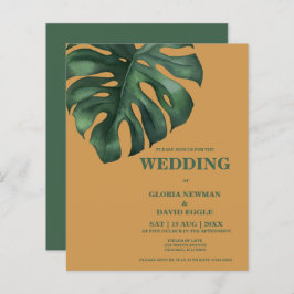 Invitación a matrimonio de hoja tropical Monstera