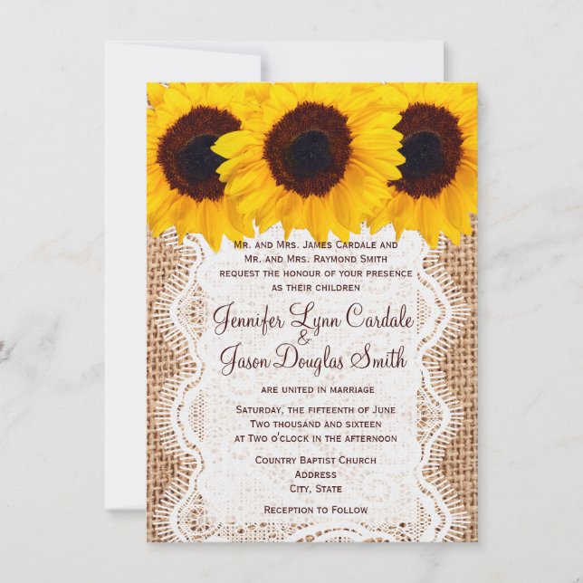 Invitación a matrimonio de impresión con flores de (Anverso)