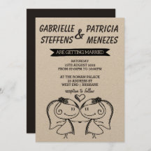 Invitación a matrimonio de lesbianas de pareja con