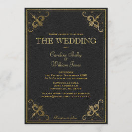 Invitación a matrimonio de libro de cuero de época