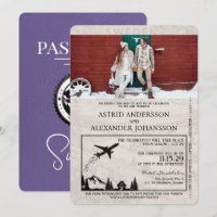 Invitación a matrimonio de Lilac Purple Suecia Pas