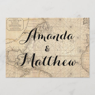 Invitación a matrimonio de mapas inspirados en via