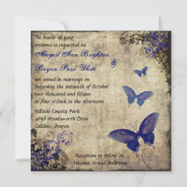 Invitación a matrimonio de mariposa azul real 2