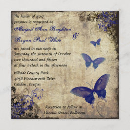 Invitación a matrimonio de mariposa azul real 2