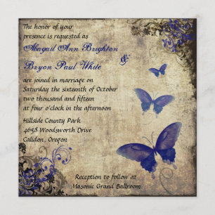 Invitación a matrimonio de mariposa azul real 2