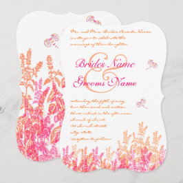 Invitación a matrimonio de mariposas de flores de