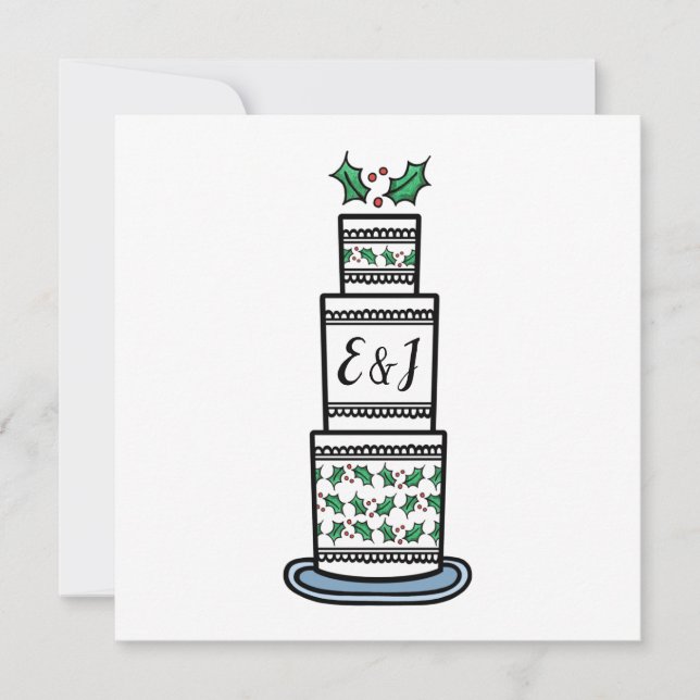 Invitación a matrimonio de Navidades personalizado (Anverso)